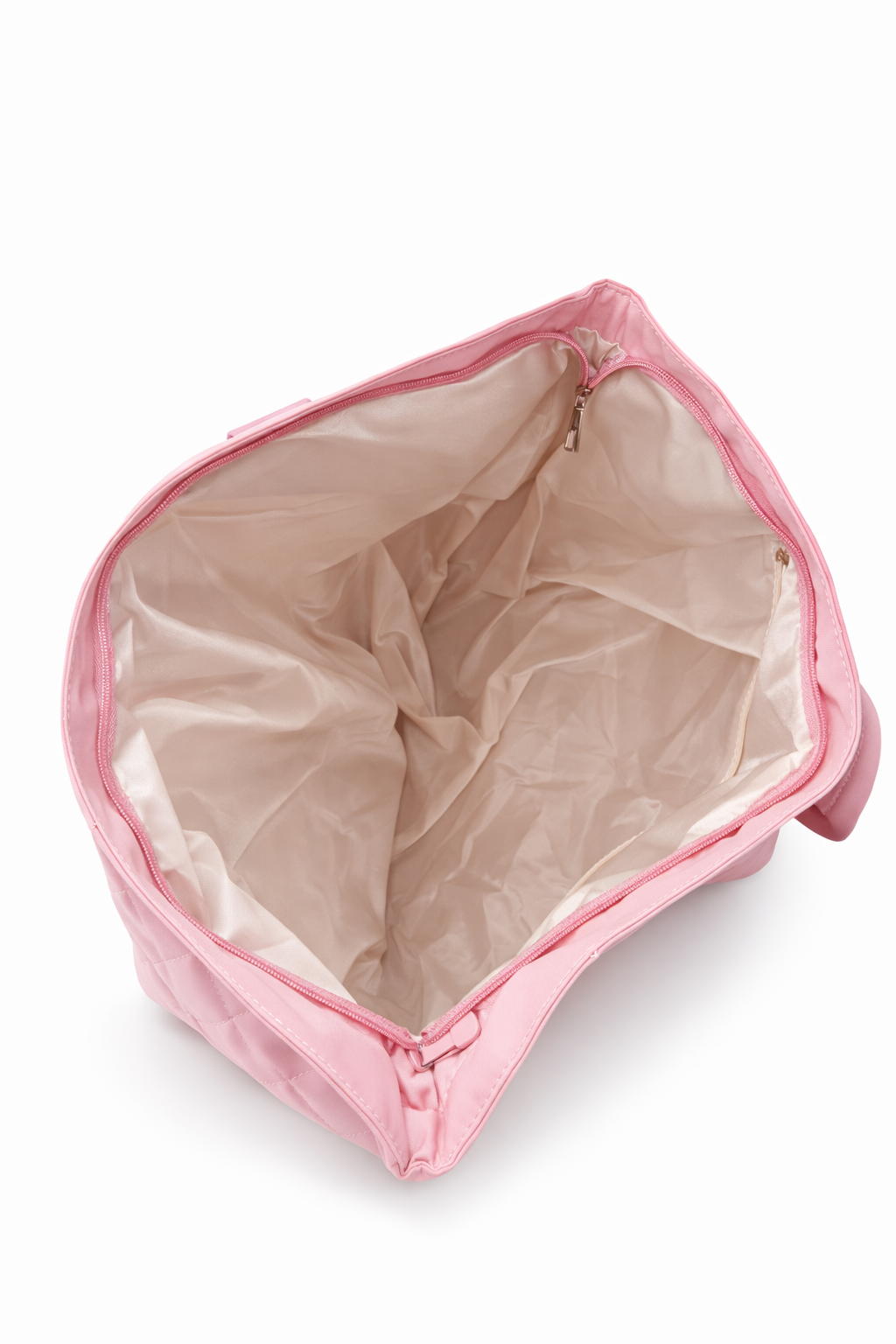 Pink Quilted Zip Tote with Pearl Bow Charm